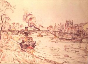 Paris with the Louvre and Pont des Arts, 1924