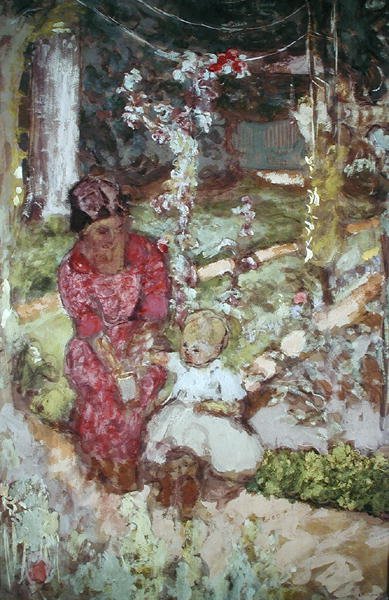 Woman with child in a garden, 1918