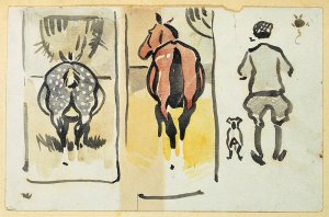 A page from a scrapbook containing 43 sketches