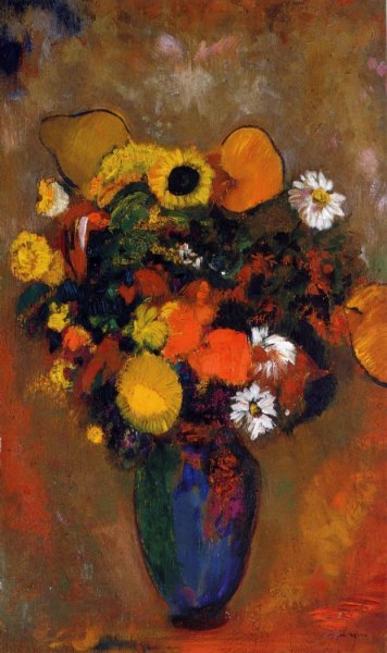 Flowers in a Green Vase