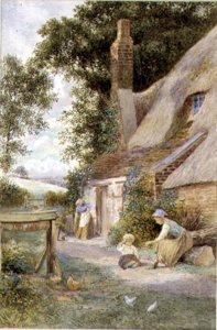 Figures by a Cottage