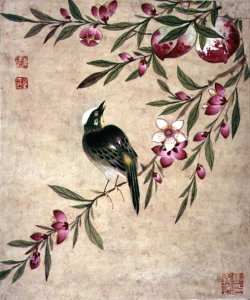 One of a series of paintings of birds and fruit, late 19th centur