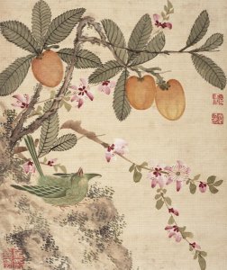 One of a series of paintings of birds and fruit, late 19th century 2