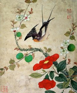 One of a series of paintings of birds and fruit, late 19th century 3