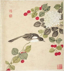 One of a series of paintings of birds and fruit, late 19th century 4