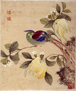 One of series of paintings of birds and fruit, late 19th century