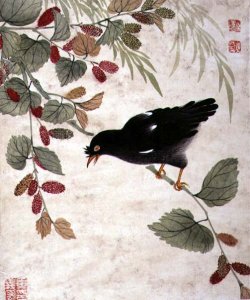 One of a series of paintings of birds and fruit, late 19th century 6