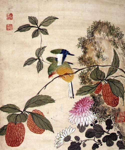 One of a series of paintings of birds and fruit, late 19th century 7