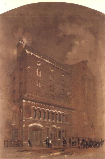 Architectural drawing for a warehouse, 1855