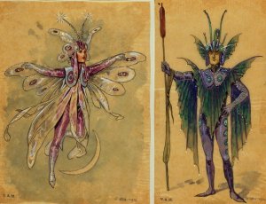 Four Fairy Costumes for A Midsummer Nights Dream produced by Robert Courtneidge at the Princes Theatre, Manchester, 1896-1903