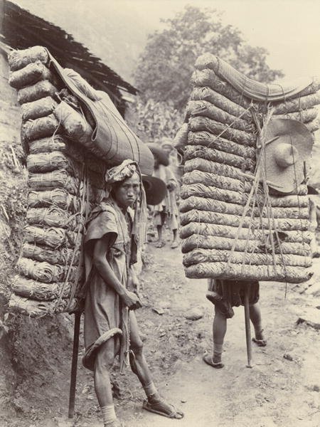 Men Carrying Tea Bricks for Tibet, 30th July 1908