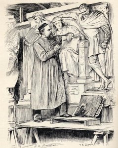 Armstead at Work, engraving after a drawing by Wirgman, from the book The Century Illustrated Monthly Magazine, May to October, 1883