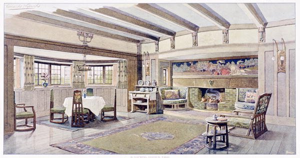 Arts abd Crafts Drawing room, Leonard Wyburd, (fl.1879-1904) London, Early 1900