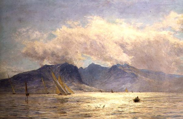 Goat Fell, Arran, with sailing boats