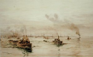 1st Battle Squadron of Dreadnoughts Steaming down the Channel in 1911