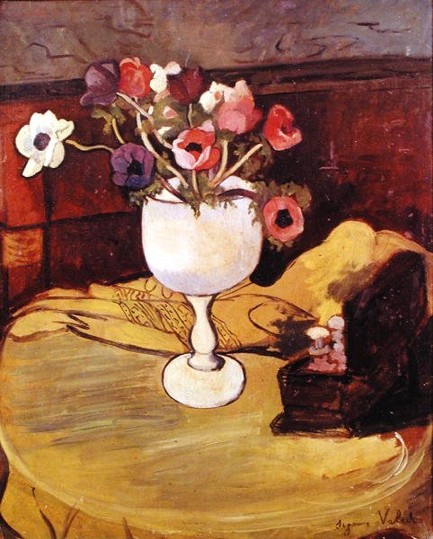 Vase of Flowers, Anemones in a White Glass