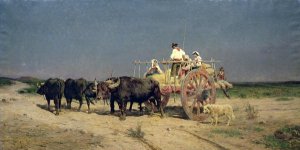 Wagon with Buffalo by the Beach