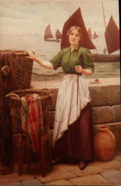 Girl Mending Nets