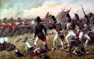 The 3rd Regiment of Foot Guards repulsing the final charge of the old Guard at the Battle of Waterloo, 18th June 1815