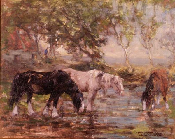 Horses at a Pool