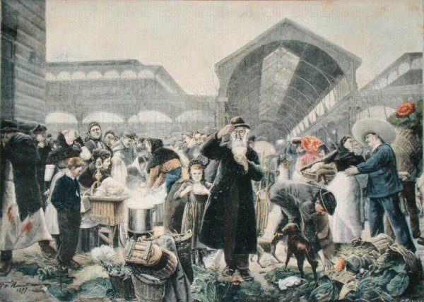 Soup Stand at Les Halles Market in the Morning, illustration from Le Petit Journal, 2nd March 1897, engraved by Fortune-Louis Meaulle 1844-1901