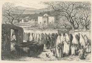 Marabout and Procession: Tlemcen, engraved by Henri Theophile Hildibrand 1824-97