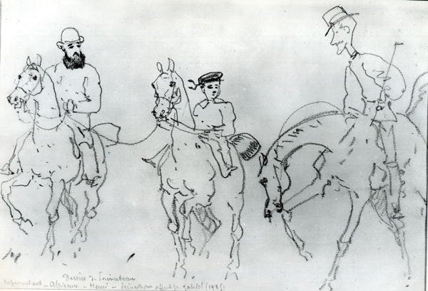 Three Horsemen Henri de Toulouse-Lautrec 1864-1901 between his Father, Count Alphonse, and the Artist