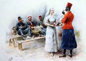 The Favourite Nurse with Zouaves and soldiers during the First World War 1915