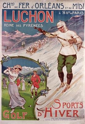 Poster advertising the resort of Luchon with the Chemins de Fer dOrleans