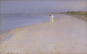 Summer evening at the South Beach Skagen