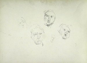 Study of Heads for the Cave of the Golden Calf