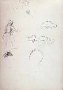 Study of a Woman and Cats for the Cave of the Golden Calf