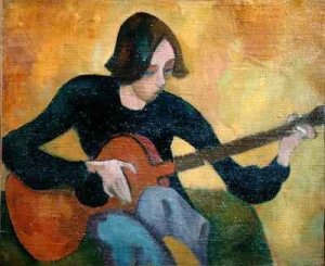 Nina Hamnett 1890-1956 with Guitar