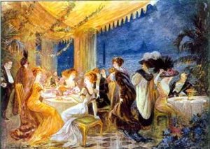 A Soiree in a Parisian restaurant advertisement for The Furrier Revillon in Le Figaro Illustre