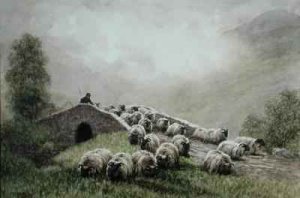 Highland Bridge with Shepherd and Flock