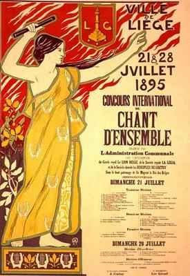 Reproduction of a poster advertising the Concours international de Chant densemble Liege Belgium