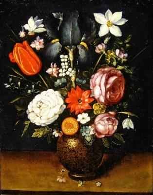 Still life of a vase of flowers