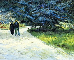 Public Garden With Couple And Blue Fir Tree: The Poets Garden III