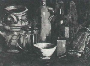 Still Life With Pottery And Two Bottles