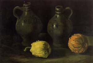 Still Life With Two Jars And Two Pumpkins