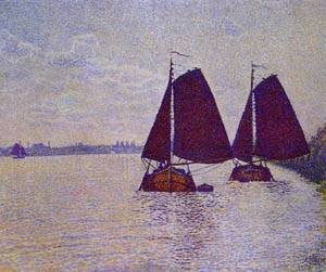 Barges On The River Scheldt