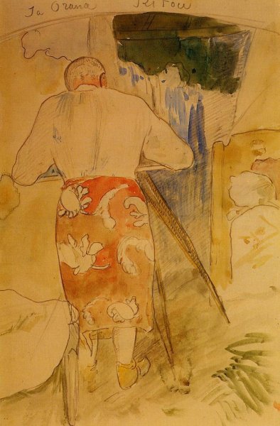 Ja Orana Ritou Aka Self Portrait Of The Artist At His Drawing Table Tahiti