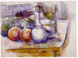 Still Life With Carafe  Sugar Bowl  Bottle  Pommegranates And Watermelon