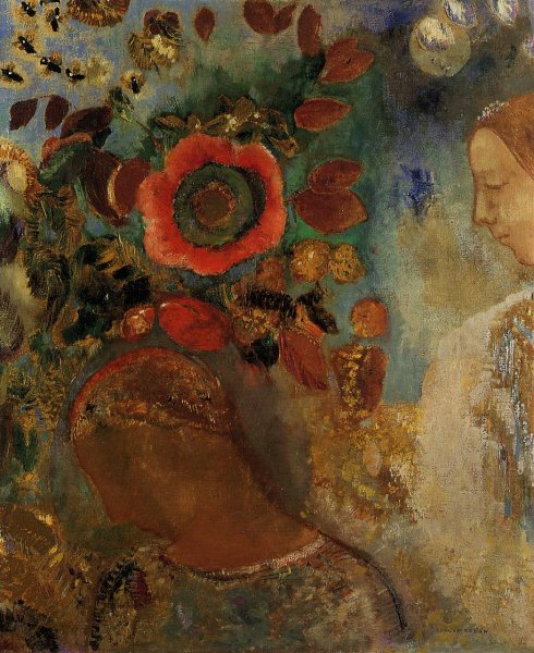 Two Young Girls Among Flowers