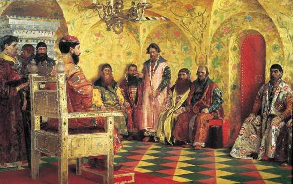 Tsar Mikhail Fyodorovich 1596-1645 with Boyars Sitting in His Room, 1893