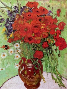 Still Life: Red Poppies and Daisies