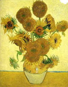 Vase With Fifteen Sunflowers