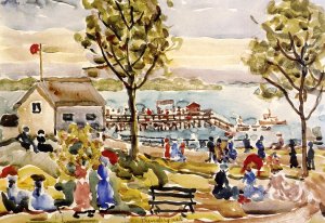 Landscape Figures  Cottages And Boats