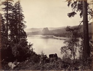 Beacon Rock, Columbia River, USA, 1867