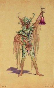 Robin Goodfellow, the Puck, costume design for "A Midsummer Night's Dream", produced by R Courtneidge at the Princes Theatre, Manchester